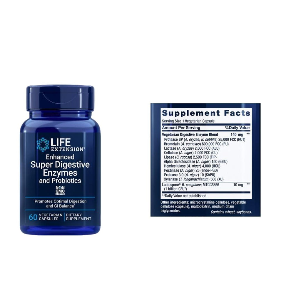 ENHANCED SUPER DIGESTIVE ENZYMES AND PROBIOTICS