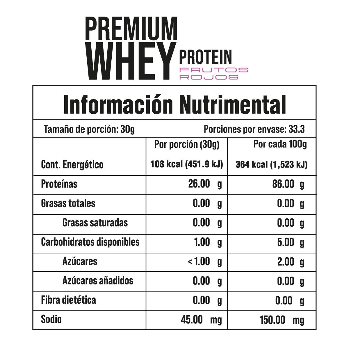 PREMIUM WHEY PROTEIN FRUTOS ROJOS