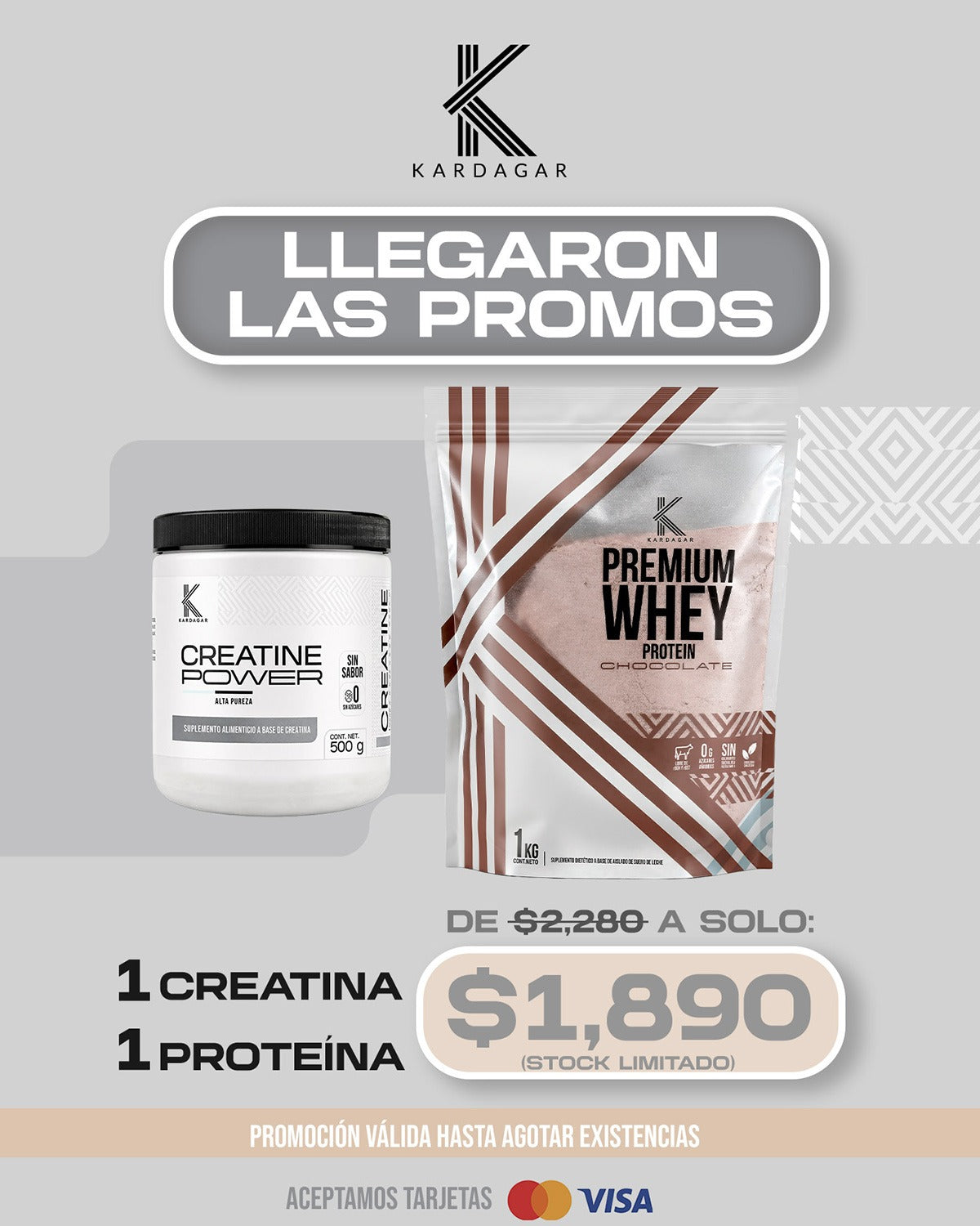 Pack 1 PROTEÍNA WHEY + 1 CREATINA POWER