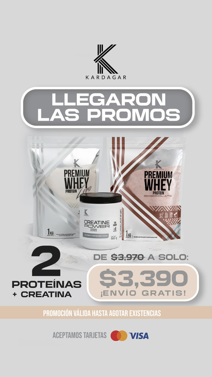 Pack 2 Proteinas Whey+ 1 Creatina Power